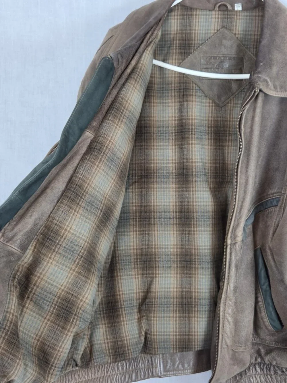 Vintage Leather Bomber Jacket Coat Men's L Heavyweight Retro 80s Distressed